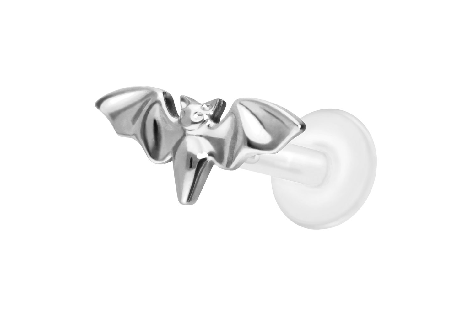 PTFE Labret Piercing mit Innengewinde + Titan-Aufsatz FLEDERMAUS